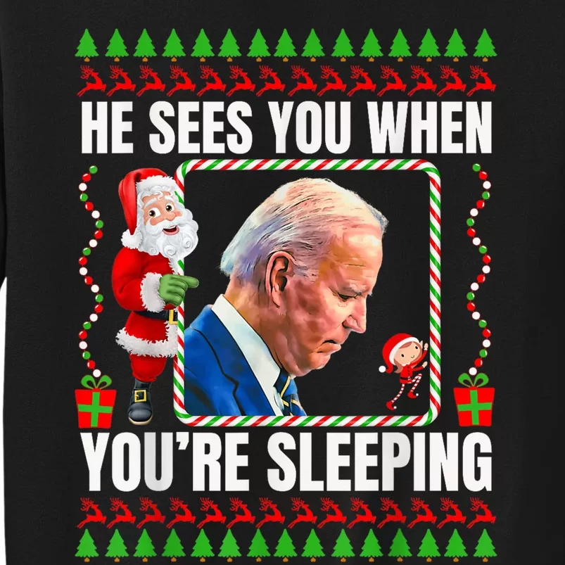 Joe Biden Funny Christmas He Sees You When You’Re Sleeping Sweatshirt