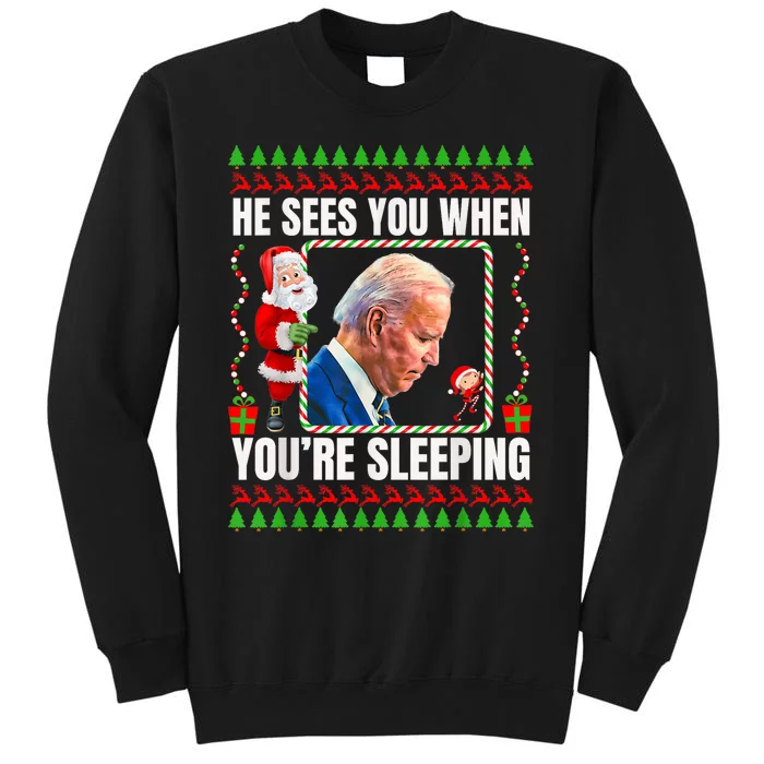 Joe Biden Funny Christmas He Sees You When You’Re Sleeping Sweatshirt