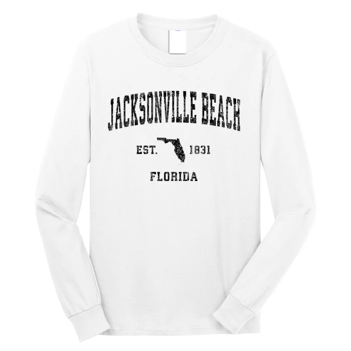 Jacksonville Beach Florida Fl Vintage Established Athletic Sports Design Long Sleeve Shirt