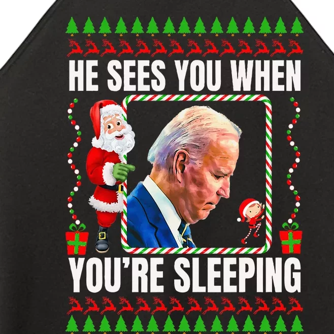 Joe Biden Funny Christmas He Sees You When You’re Sleeping Women’s Perfect Tri Rocker Tank