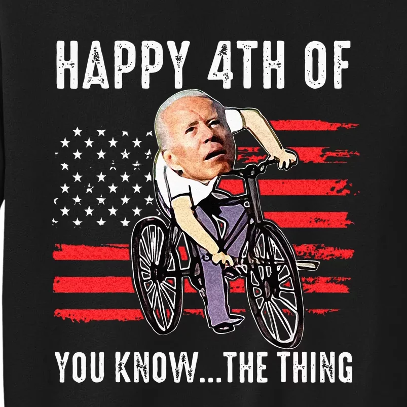 Joe Biden Falling Off His Bicycle Funny 4th Of July US Flag Sweatshirt