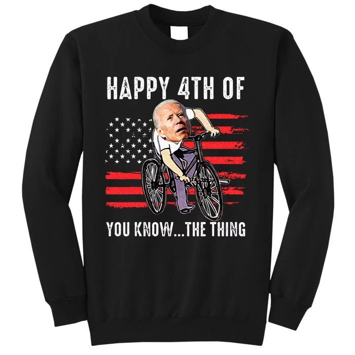 Joe Biden Falling Off His Bicycle Funny 4th Of July US Flag Sweatshirt