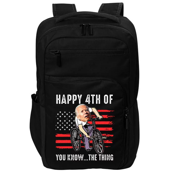 Joe Biden Falling Off His Bicycle Funny 4th Of July US Flag Impact Tech Backpack