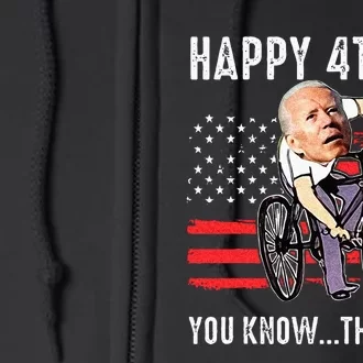 Joe Biden Falling Off His Bicycle Funny 4th Of July US Flag Full Zip Hoodie