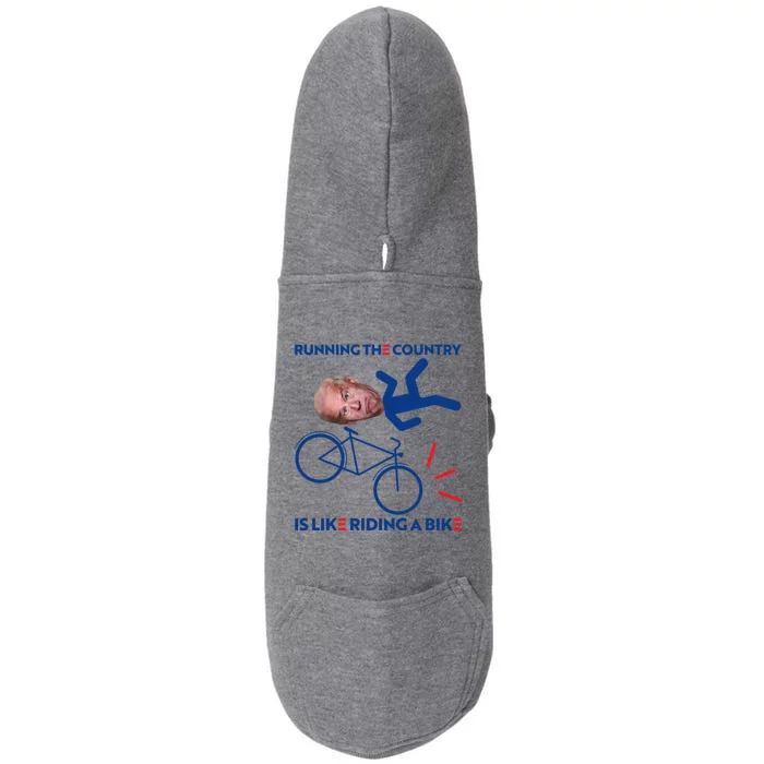 Joe Biden Falling Off Bike, Running The Country Is Like Riding A Bike Doggie 3-End Fleece Hoodie