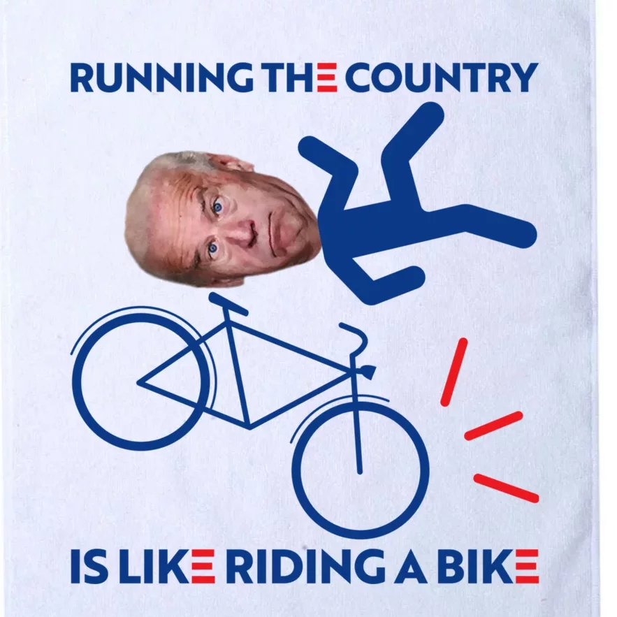 Joe Biden Falling Off Bike, Running The Country Is Like Riding A Bike Platinum Collection Golf Towel