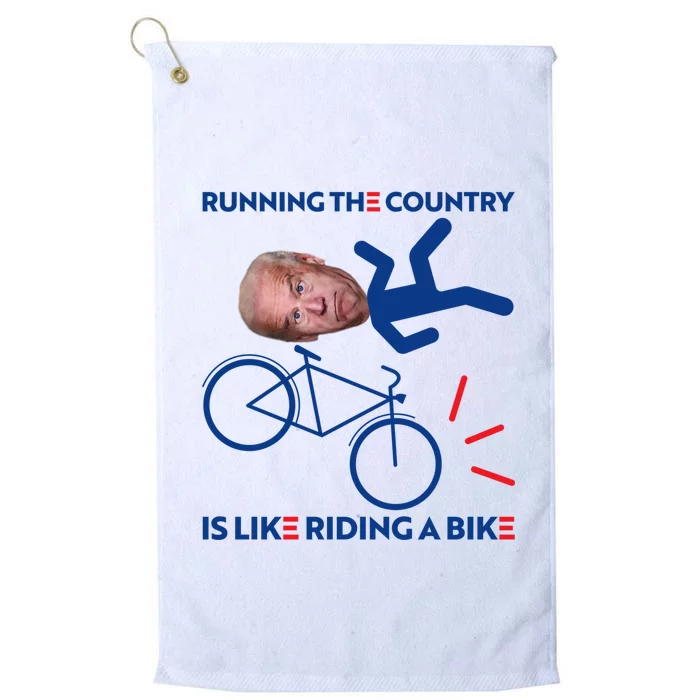 Joe Biden Falling Off Bike, Running The Country Is Like Riding A Bike Platinum Collection Golf Towel