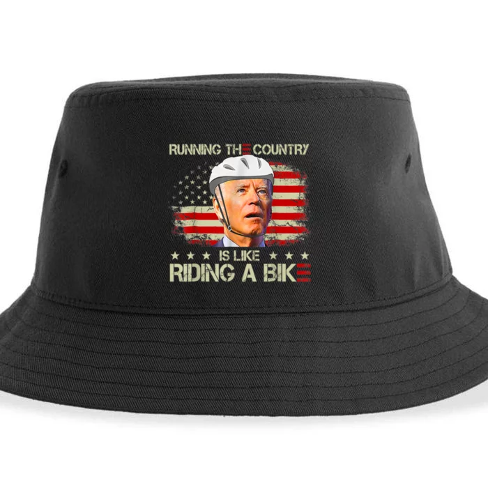 Joe Biden Falling Off Bike, Running The Country Is Like Riding A Bike Sustainable Bucket Hat