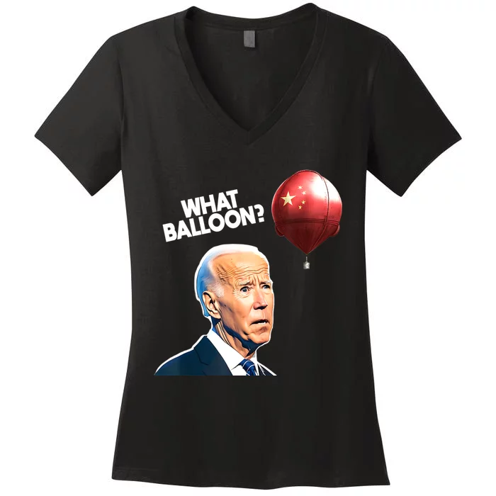 Joe Biden Funny Chinese Spy Balloon What Balloon Women's V-Neck T-Shirt