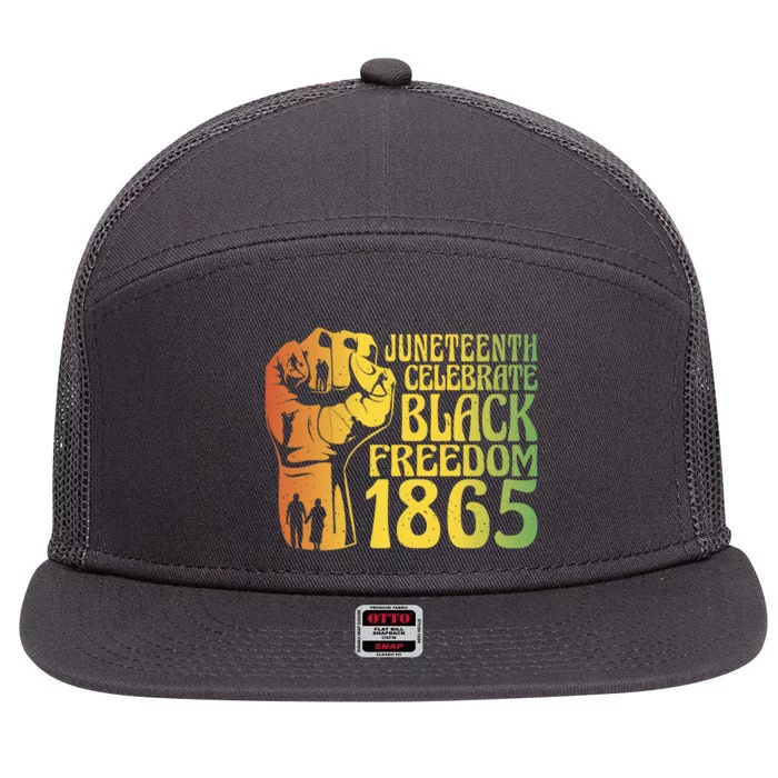 Juneteenth Black Freedom Day 1865 7 Panel Mesh Trucker Snapback Hat