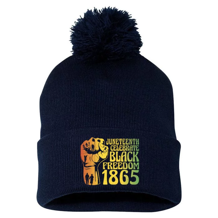 Juneteenth Black Freedom Day 1865 Pom Pom 12in Knit Beanie