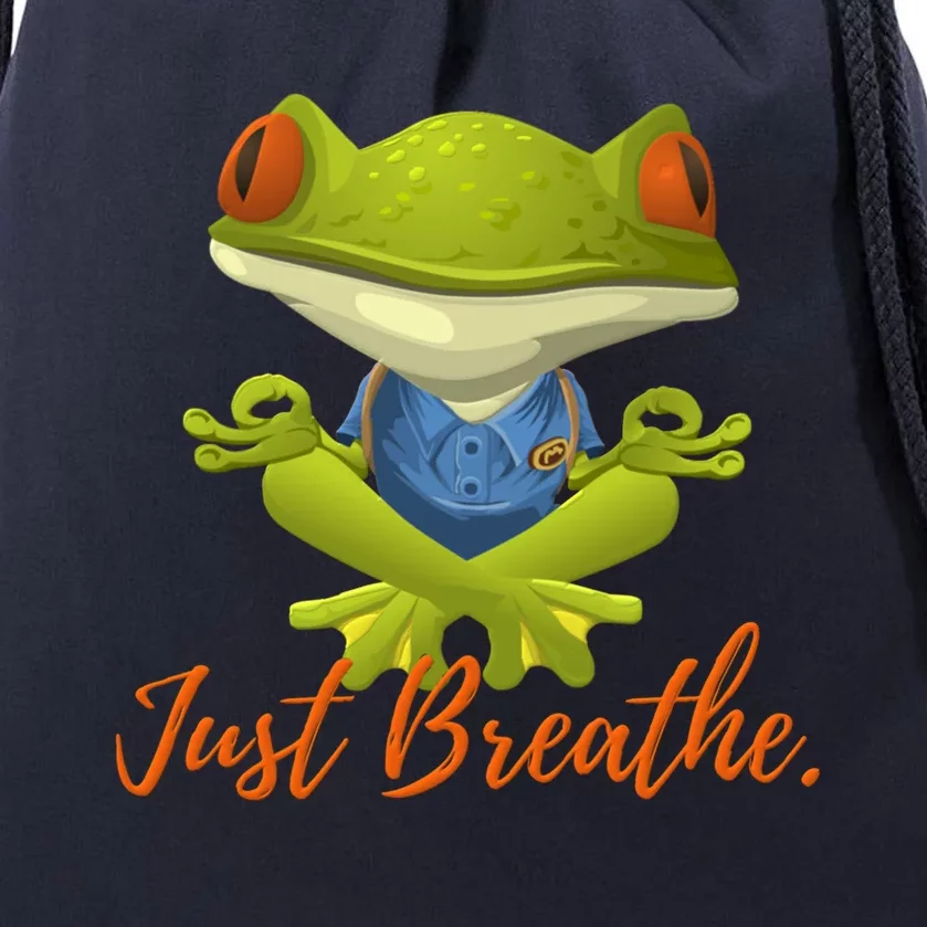 Just Breathe Funny Meditation And Yoga Inspired Frog Great Gift Drawstring Bag