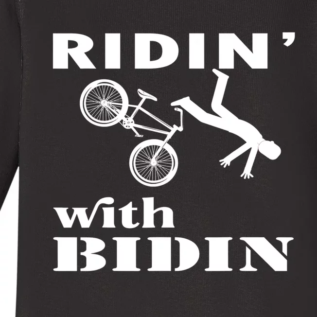 Joe Biden Falling, Funny Riding With Biden Baby Long Sleeve Bodysuit