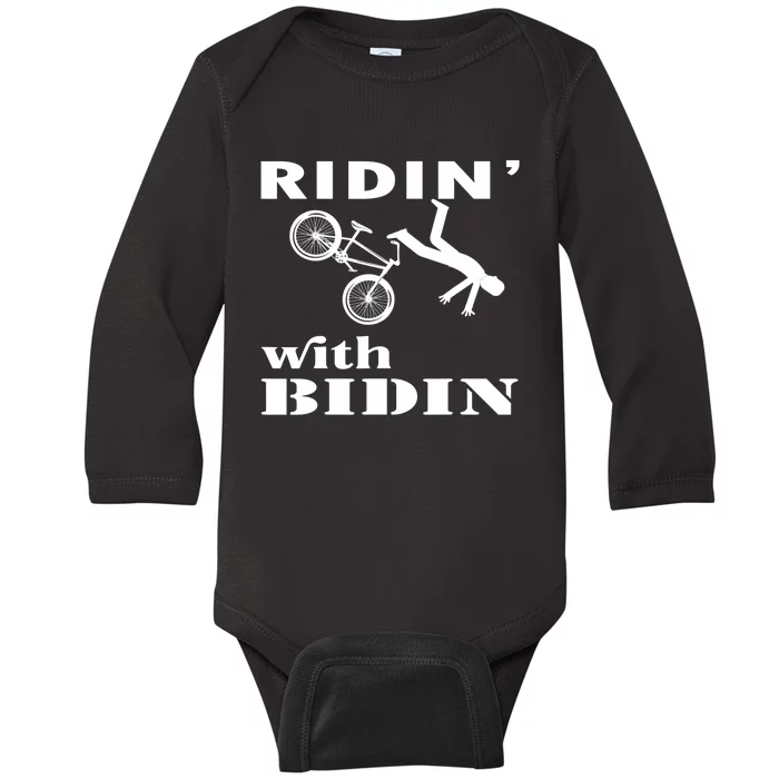 Joe Biden Falling, Funny Riding With Biden Baby Long Sleeve Bodysuit