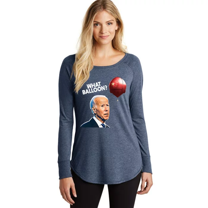 Joe Biden Funny Chinese Spy Balloon What Balloon Women's Perfect Tri Tunic Long Sleeve Shirt