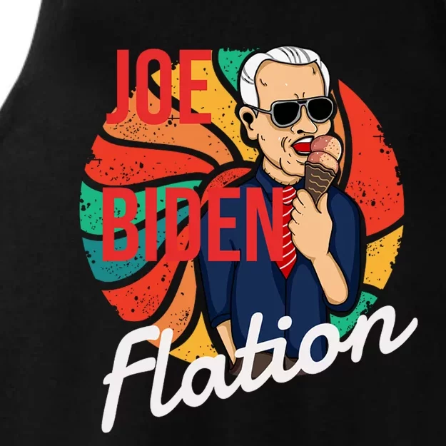 Joe Biden Flation Funny Ice Cream Anti Biden Ladies Tri-Blend Wicking Tank