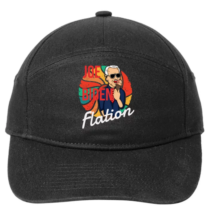 Joe Biden Flation Funny Ice Cream Anti Biden 7-Panel Snapback Hat