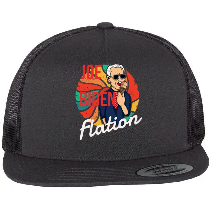 Joe Biden Flation Funny Ice Cream Anti Biden Flat Bill Trucker Hat