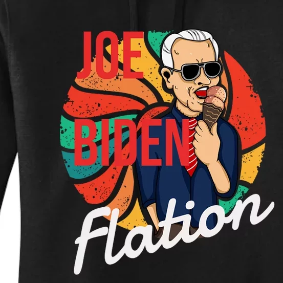 Joe Biden Flation Funny Ice Cream Anti Biden Women's Pullover Hoodie