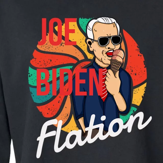 Joe Biden Flation Funny Ice Cream Anti Biden Cropped Pullover Crew