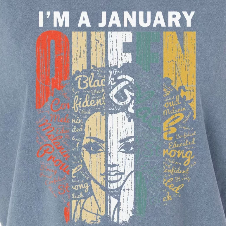 January Birthday for Wo Black African Queen Gift Garment-Dyed Women's Muscle Tee