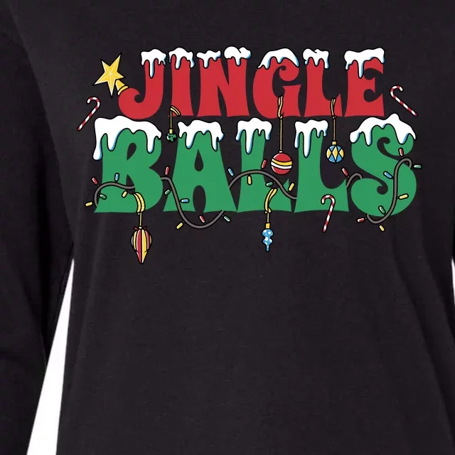 Jingle Balls Funny Christmas Holiday Womens Cotton Relaxed Long Sleeve T-Shirt