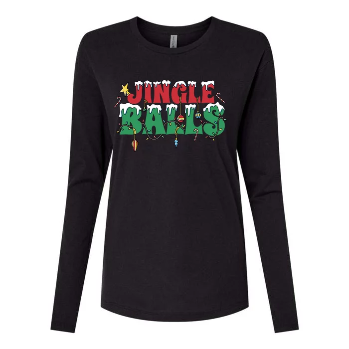 Jingle Balls Funny Christmas Holiday Womens Cotton Relaxed Long Sleeve T-Shirt