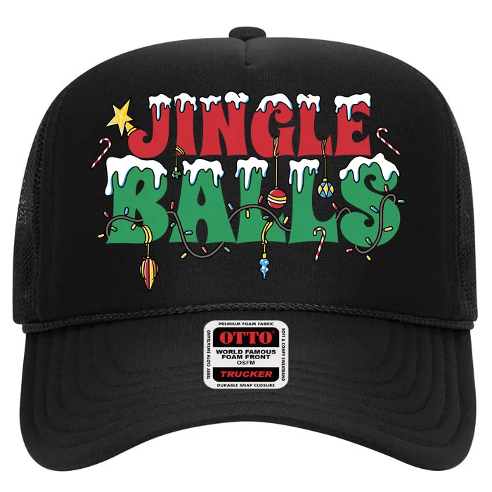 Jingle Balls Funny Christmas Holiday High Crown Mesh Trucker Hat