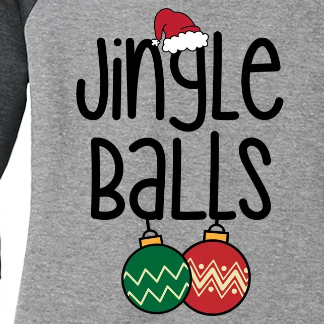 Jingle Balls Festive Christmas Holiday Women's Tri-Blend 3/4-Sleeve Raglan Shirt