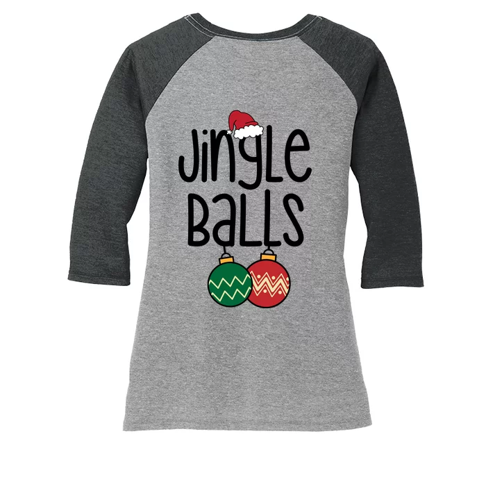 Jingle Balls Festive Christmas Holiday Women's Tri-Blend 3/4-Sleeve Raglan Shirt