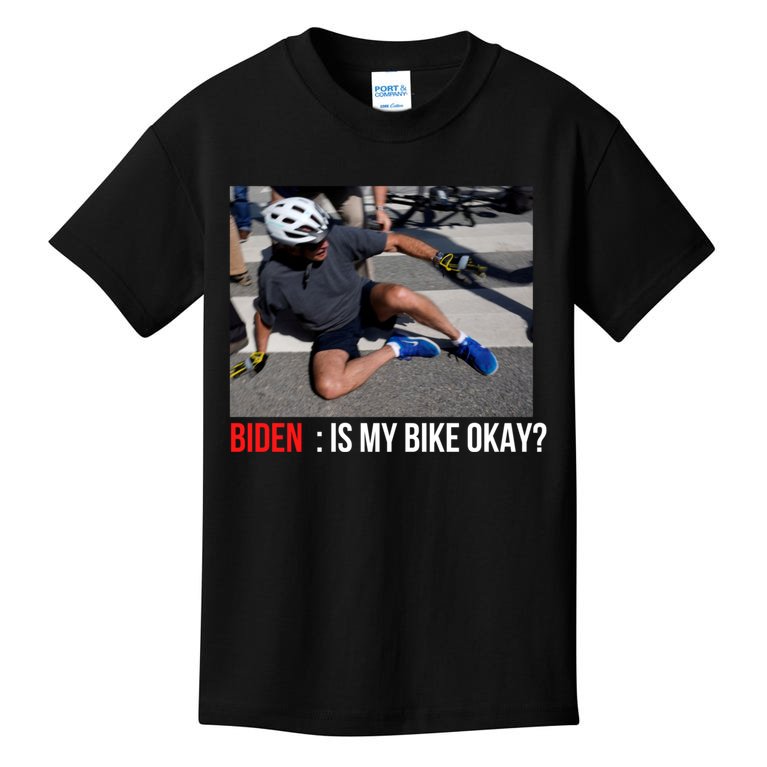 Joe Biden Falls Off His Bike Funny Biden Bike Kids T-Shirt