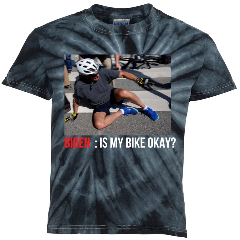 Joe Biden Falls Off His Bike Funny Biden Bike Kids Tie-Dye T-Shirt