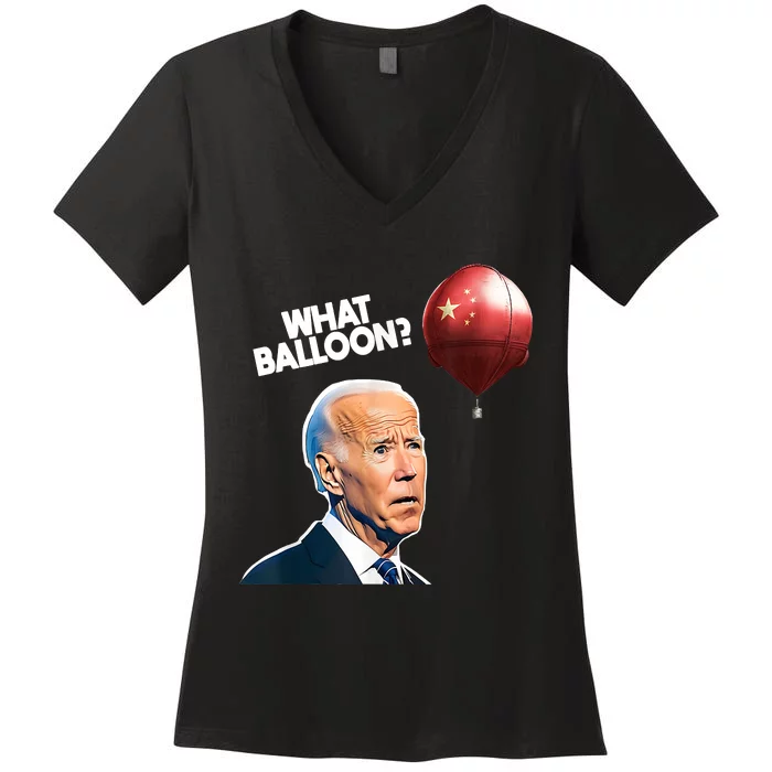 Joe Biden Funny Chinese Spy Balloon What Balloon Women's V-Neck T-Shirt