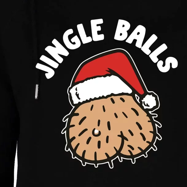 Jingle Balls Funny Christmas Womens Funnel Neck Pullover Hood