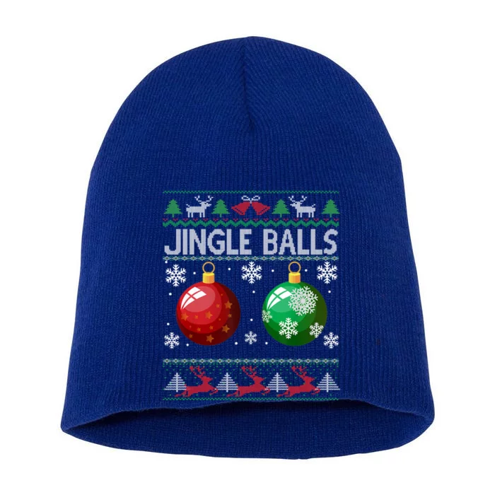 Jingle Balls Funny Ugly Christmas Sweater Matching Couple Gift Short Acrylic Beanie