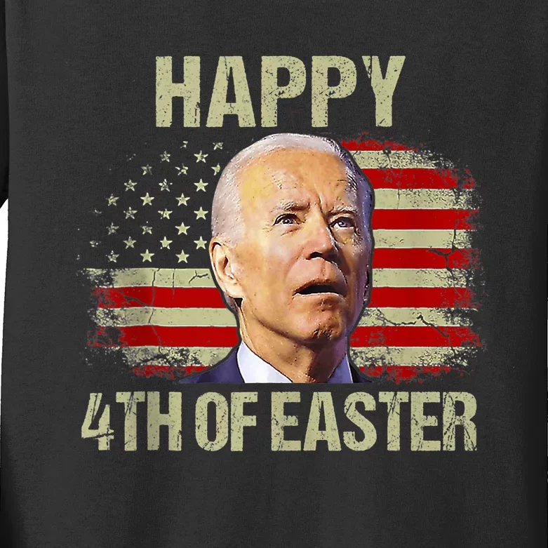 Joe Biden Funny 4th Of July Happy 4th Of Easter Confuse America Flag Kids Long Sleeve Shirt