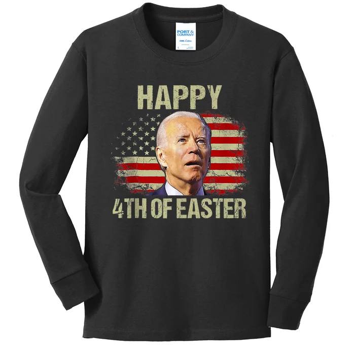 Joe Biden Funny 4th Of July Happy 4th Of Easter Confuse America Flag Kids Long Sleeve Shirt