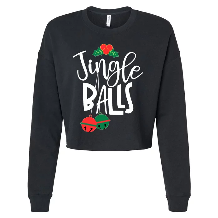 Jingle Balls Funny Couple Matching Christmas Pjs Cropped Pullover Crew