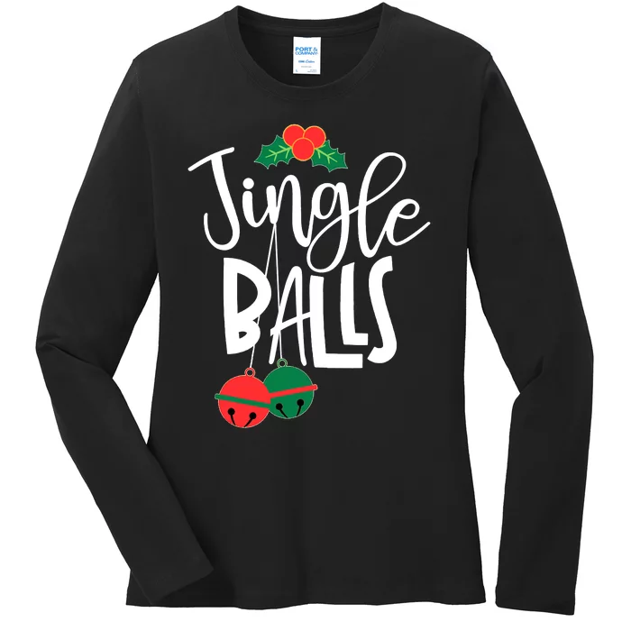 Jingle Balls Funny Couple Matching Christmas Pjs Ladies Long Sleeve Shirt