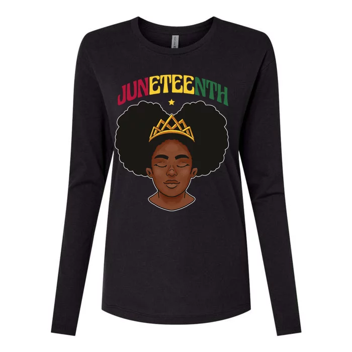 Juneteenth Black Female Crown Pride Womens Cotton Relaxed Long Sleeve T-Shirt