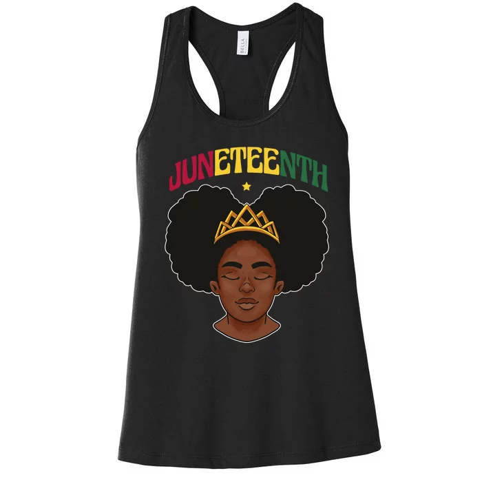 Juneteenth Black Female Crown Pride Women's Racerback Tank