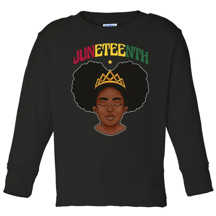 Juneteenth Black Female Crown Pride Toddler Long Sleeve Shirt