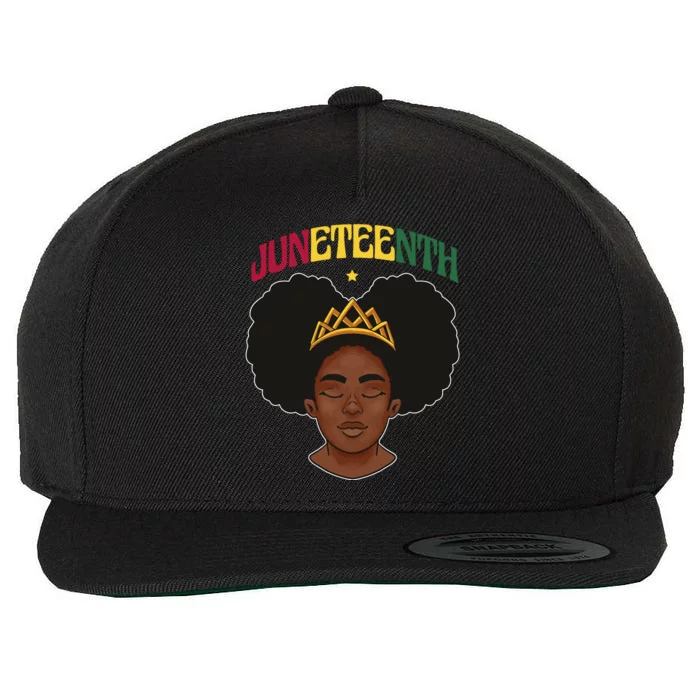 Juneteenth Black Female Crown Pride Wool Snapback Cap