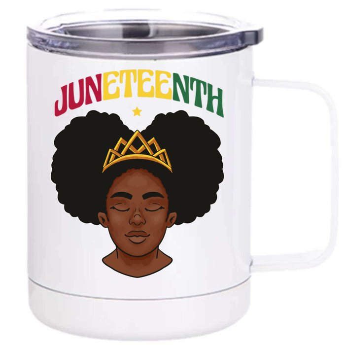 Juneteenth Black Female Crown Pride Front & Back 12oz Stainless Steel Tumbler Cup