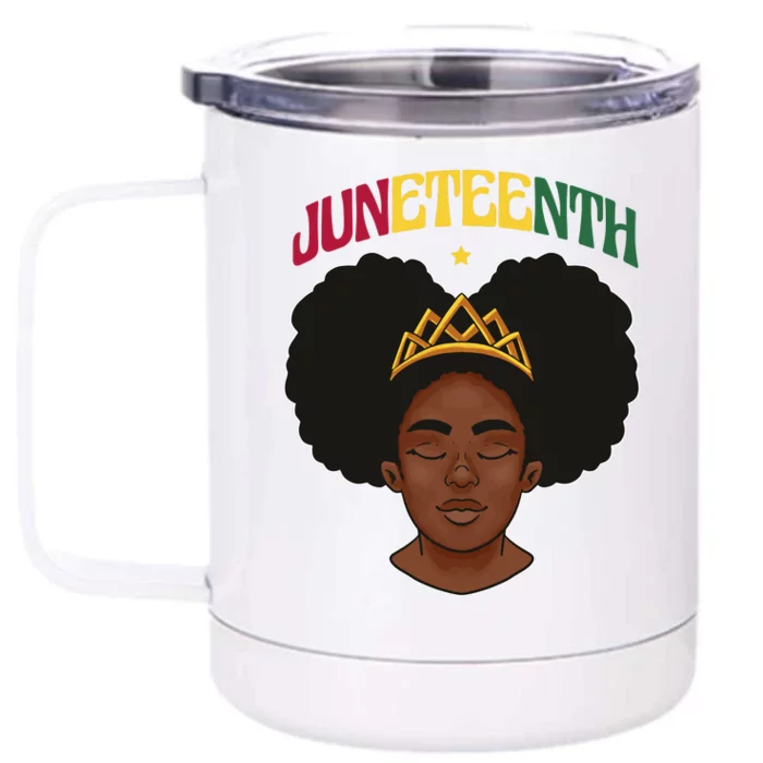 Juneteenth Black Female Crown Pride Front & Back 12oz Stainless Steel Tumbler Cup