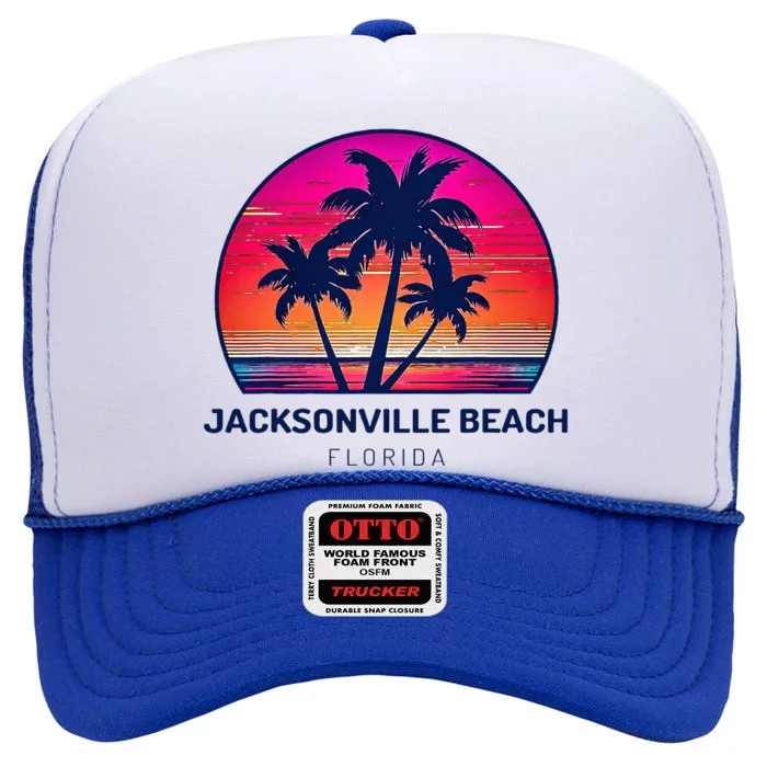 Jacksonville Beach Florida High Crown Mesh Trucker Hat