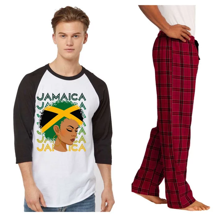 Jamaican Black Girl Jamaica Flag Hair Raglan Sleeve Pajama Set