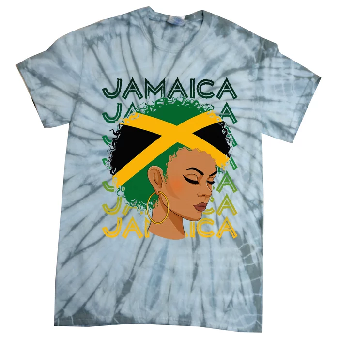 Jamaican Black Girl Jamaica Flag Hair Tie-Dye T-Shirt