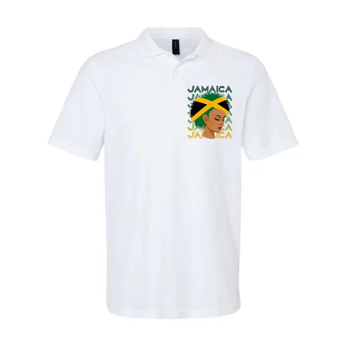 Jamaican Black Girl Jamaica Flag Hair Softstyle Adult Sport Polo