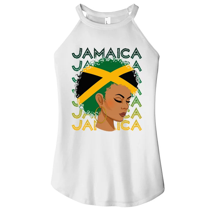 Jamaican Black Girl Jamaica Flag Hair Women’s Perfect Tri Rocker Tank